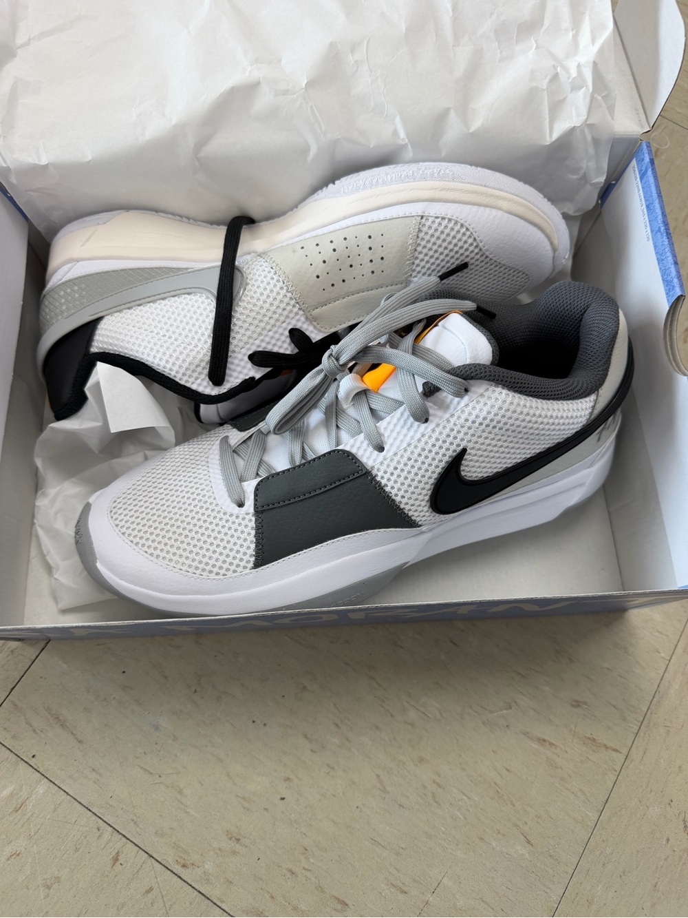 New in box Nike JA 1 White Light Smoke Grey Black Shoe DR8785-100